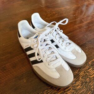 Adidas Sambas White and Black Stripes